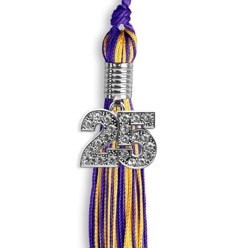 Purple/Gold Mixed Color Graduation Tassel with Silver Date Drop - Endea Graduation