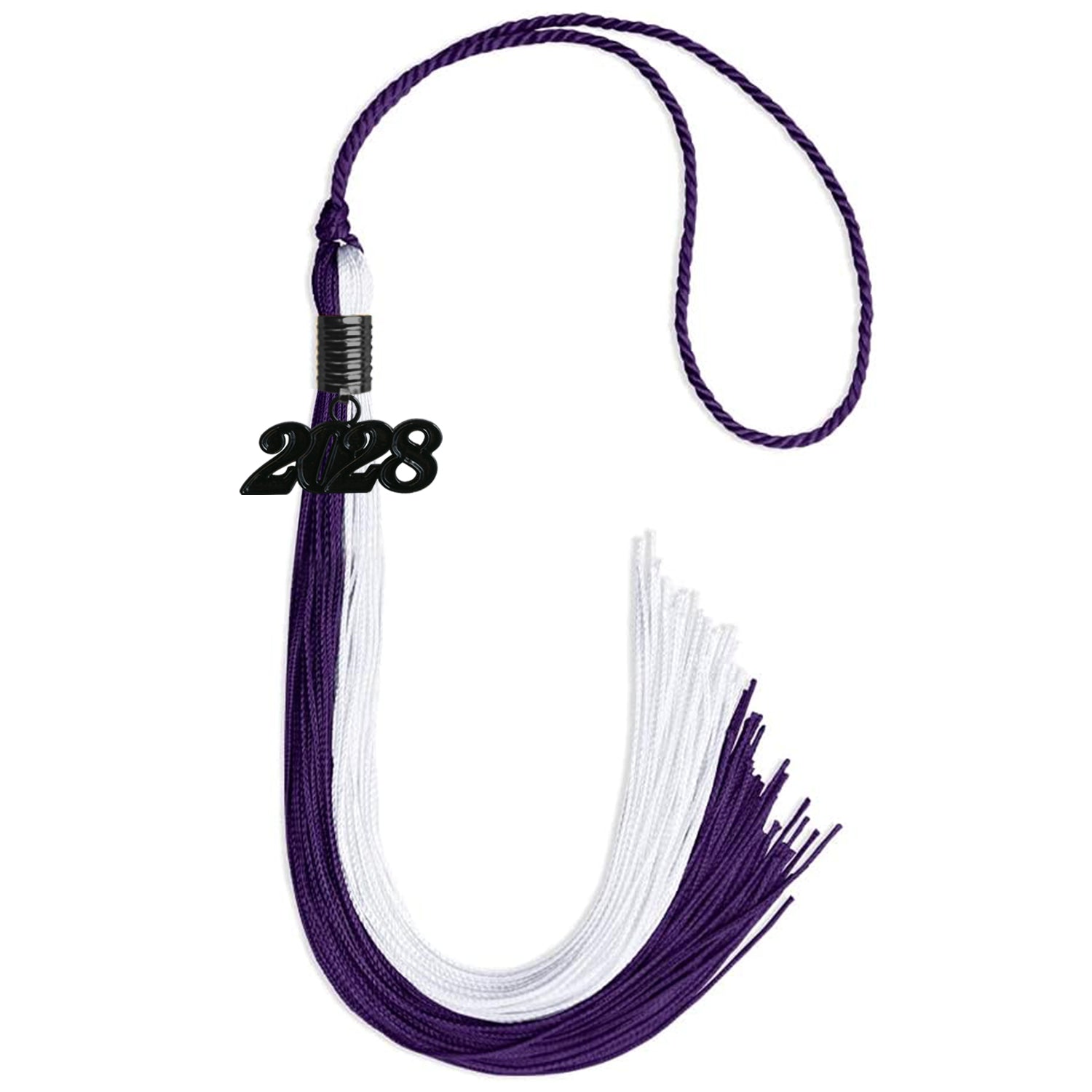 Purple/White Graduation Tassel with Black Date Drop - Endea Graduation