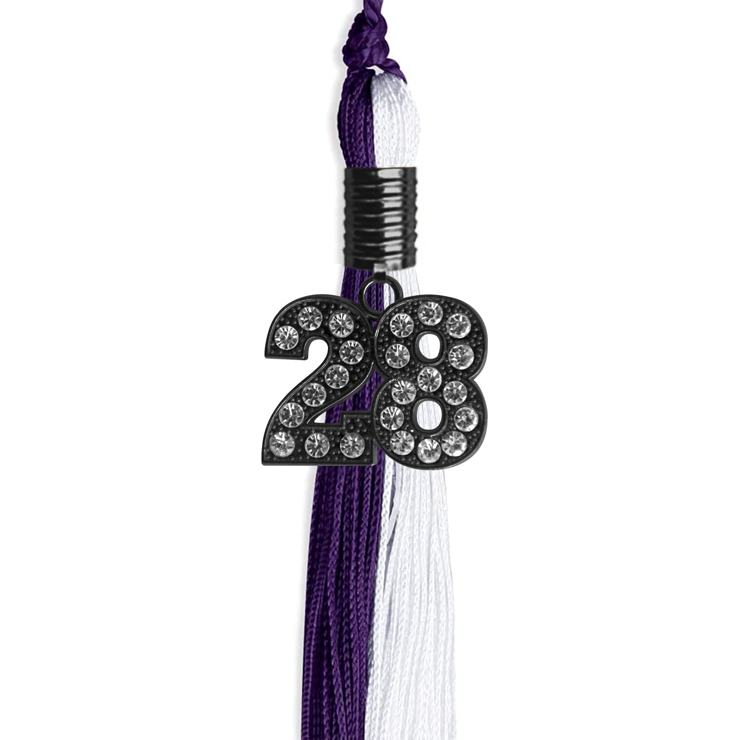 Purple/White Graduation Tassel with Black Date Drop - Endea Graduation