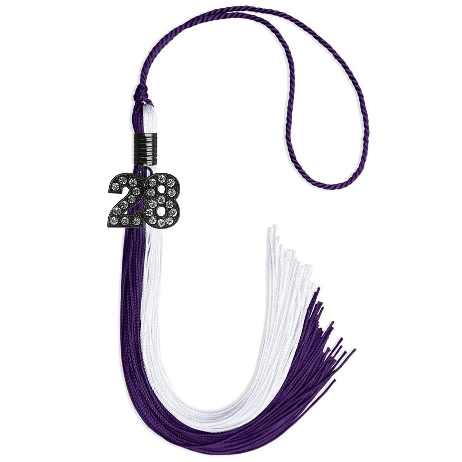 Purple/White Graduation Tassel with Black Date Drop - Endea Graduation
