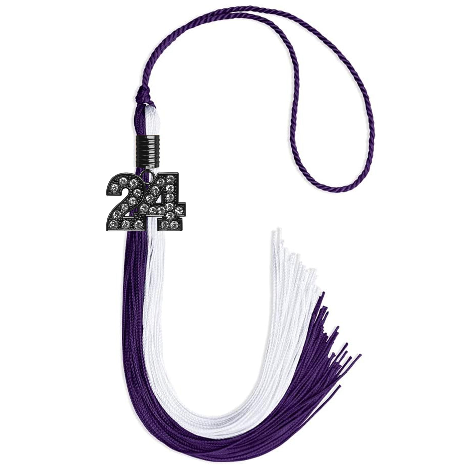 Purple/White Graduation Tassel with Black Date Drop - Endea Graduation