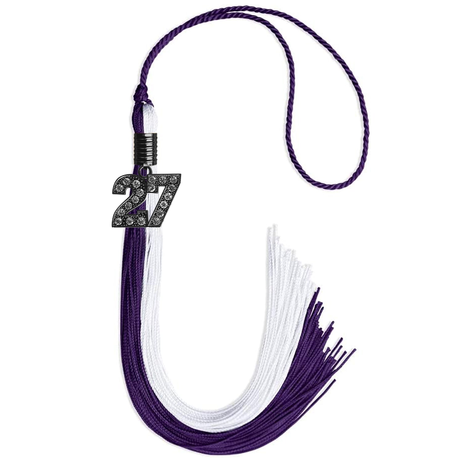 Purple/White Graduation Tassel with Black Date Drop - Endea Graduation