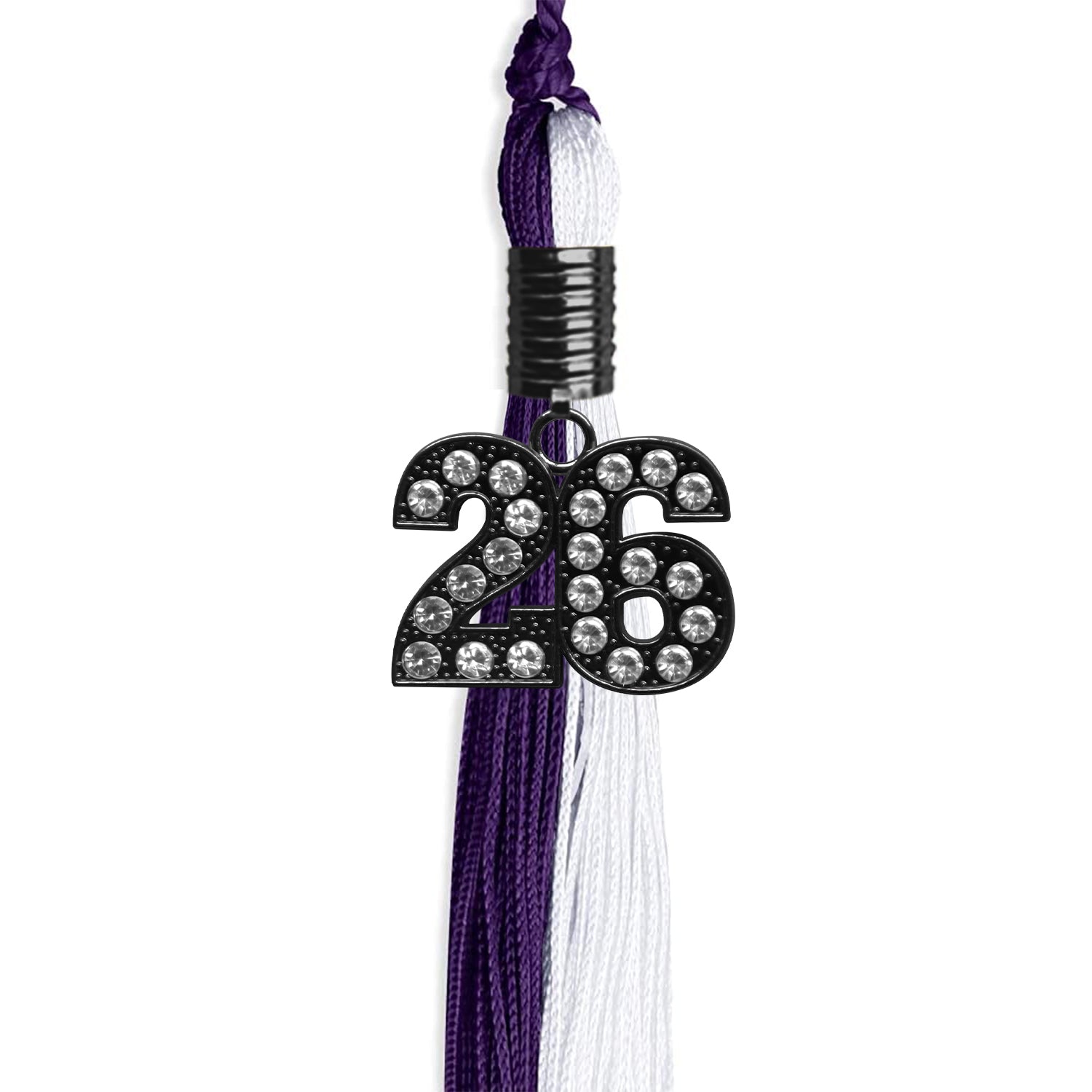Purple/White Graduation Tassel with Black Date Drop - Endea Graduation
