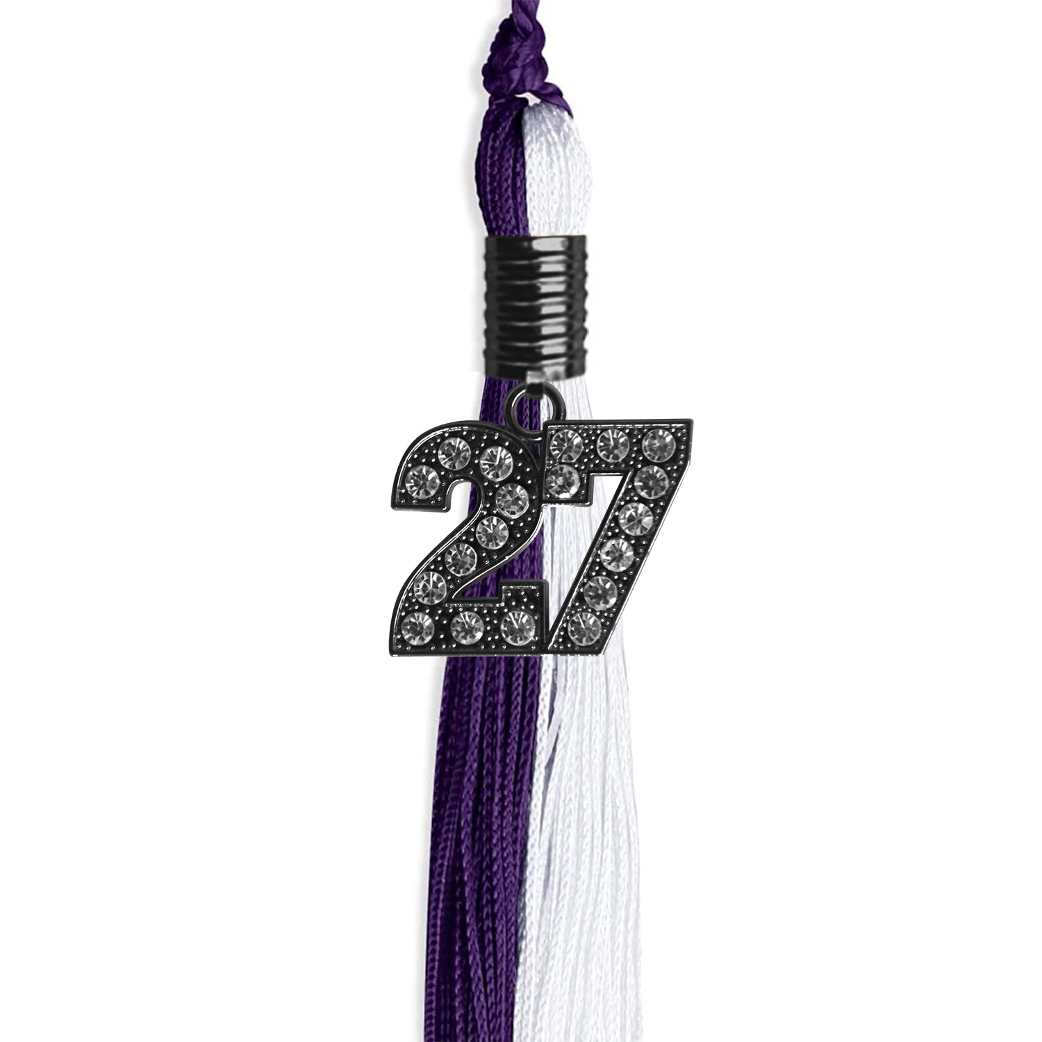 Purple/White Graduation Tassel with Black Date Drop - Endea Graduation