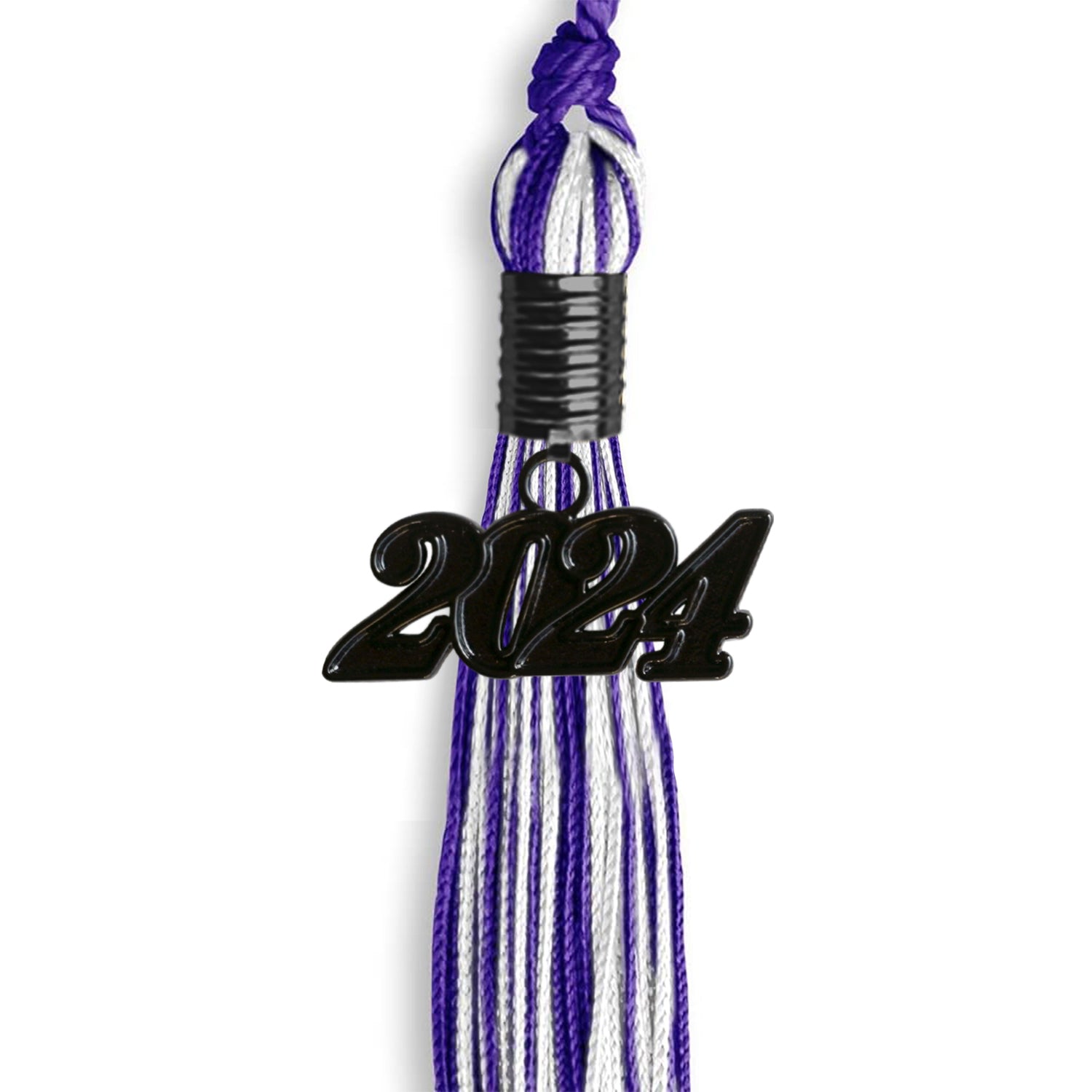 Purple/White Mixed Color Graduation Tassel with Black Date Drop - Endea Graduation