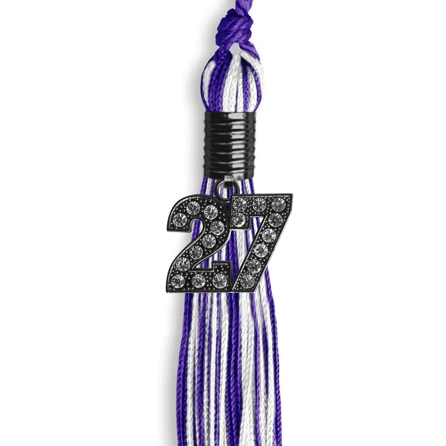 Purple/White Mixed Color Graduation Tassel with Black Date Drop - Endea Graduation
