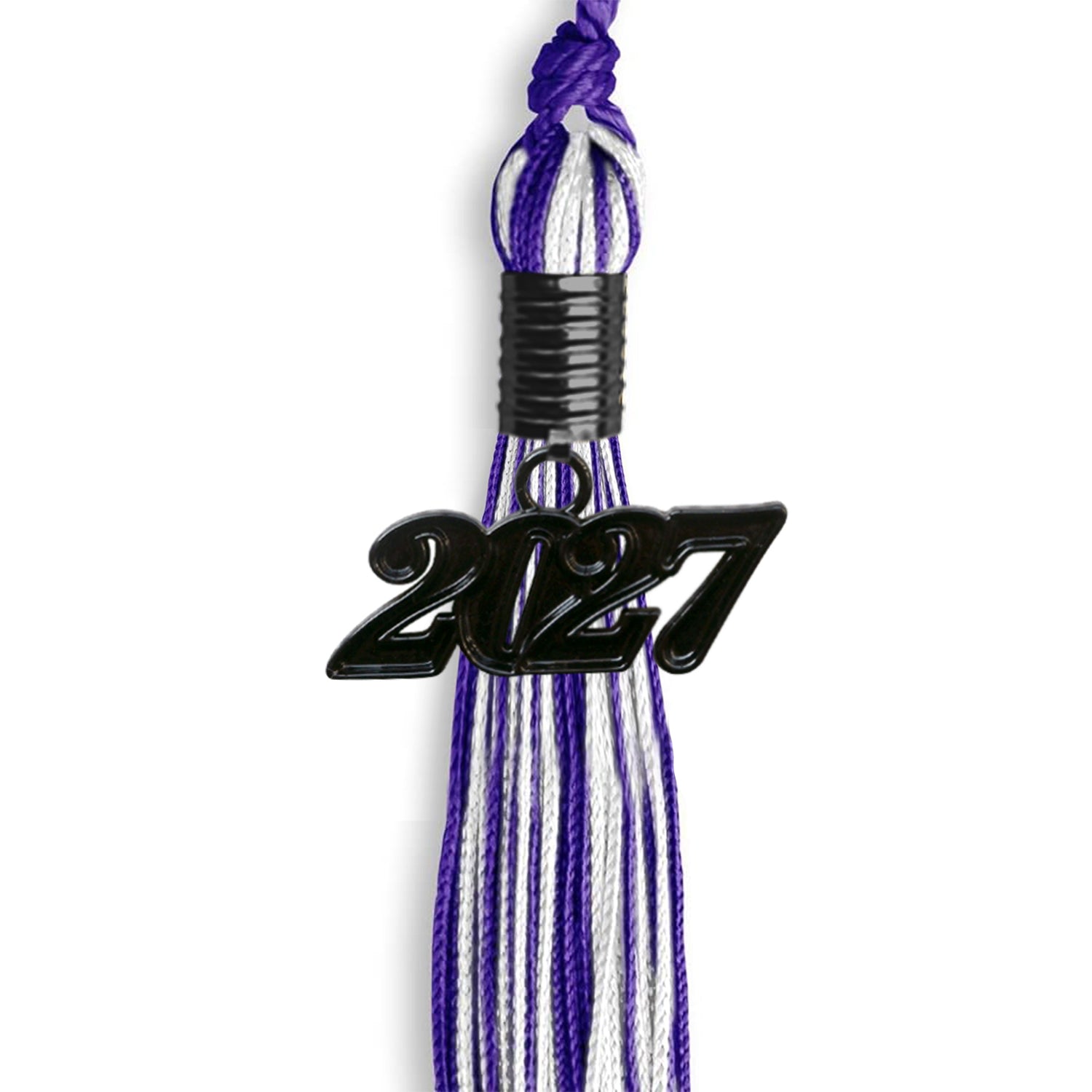 Purple/White Mixed Color Graduation Tassel with Black Date Drop - Endea Graduation