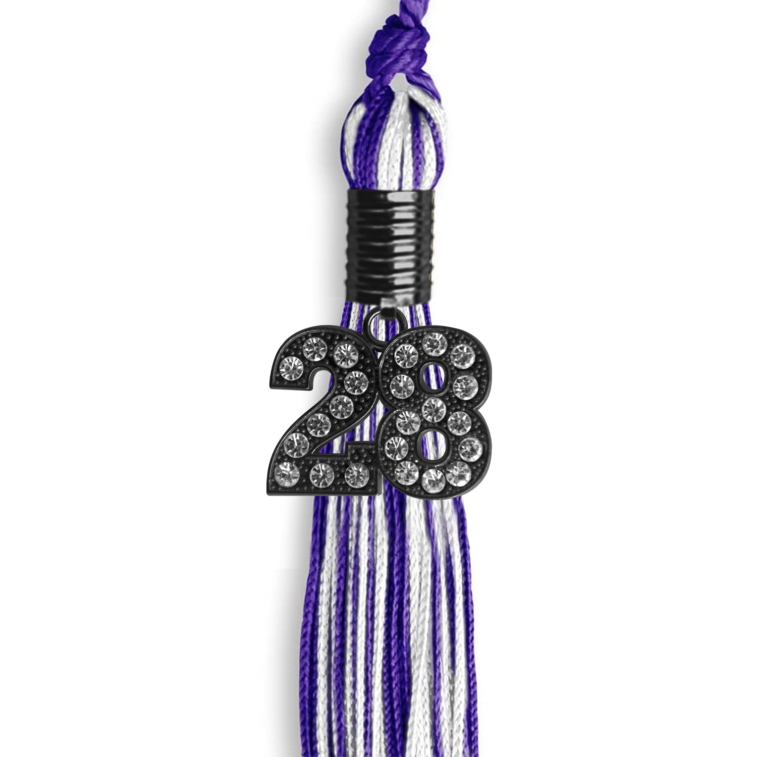 Purple/White Mixed Color Graduation Tassel with Black Date Drop - Endea Graduation