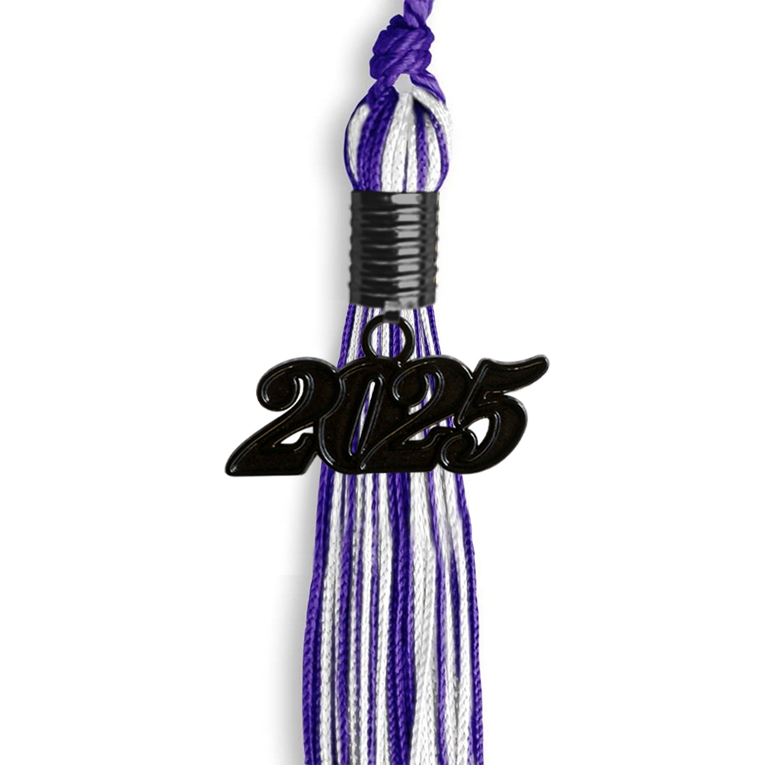Purple/White Mixed Color Graduation Tassel with Black Date Drop - Endea Graduation
