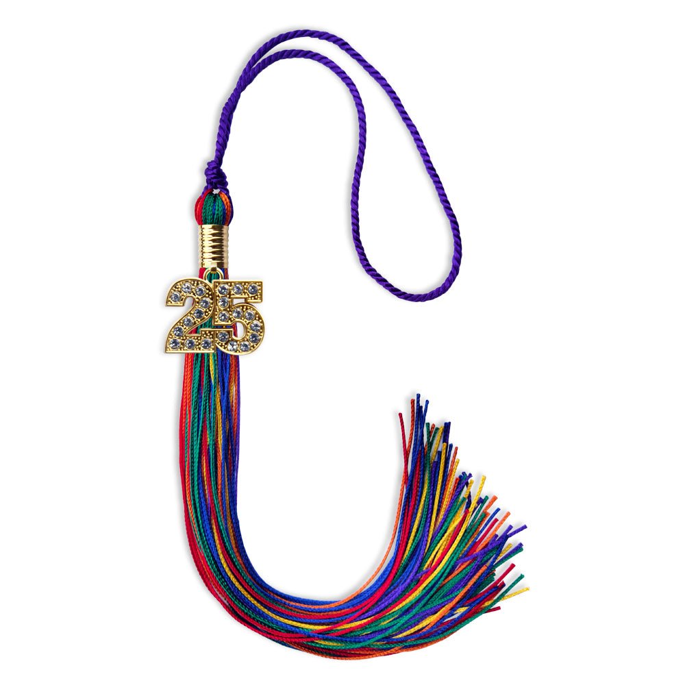 Rainbow Graduation Tassel with Gold Date Drop - Endea Graduation