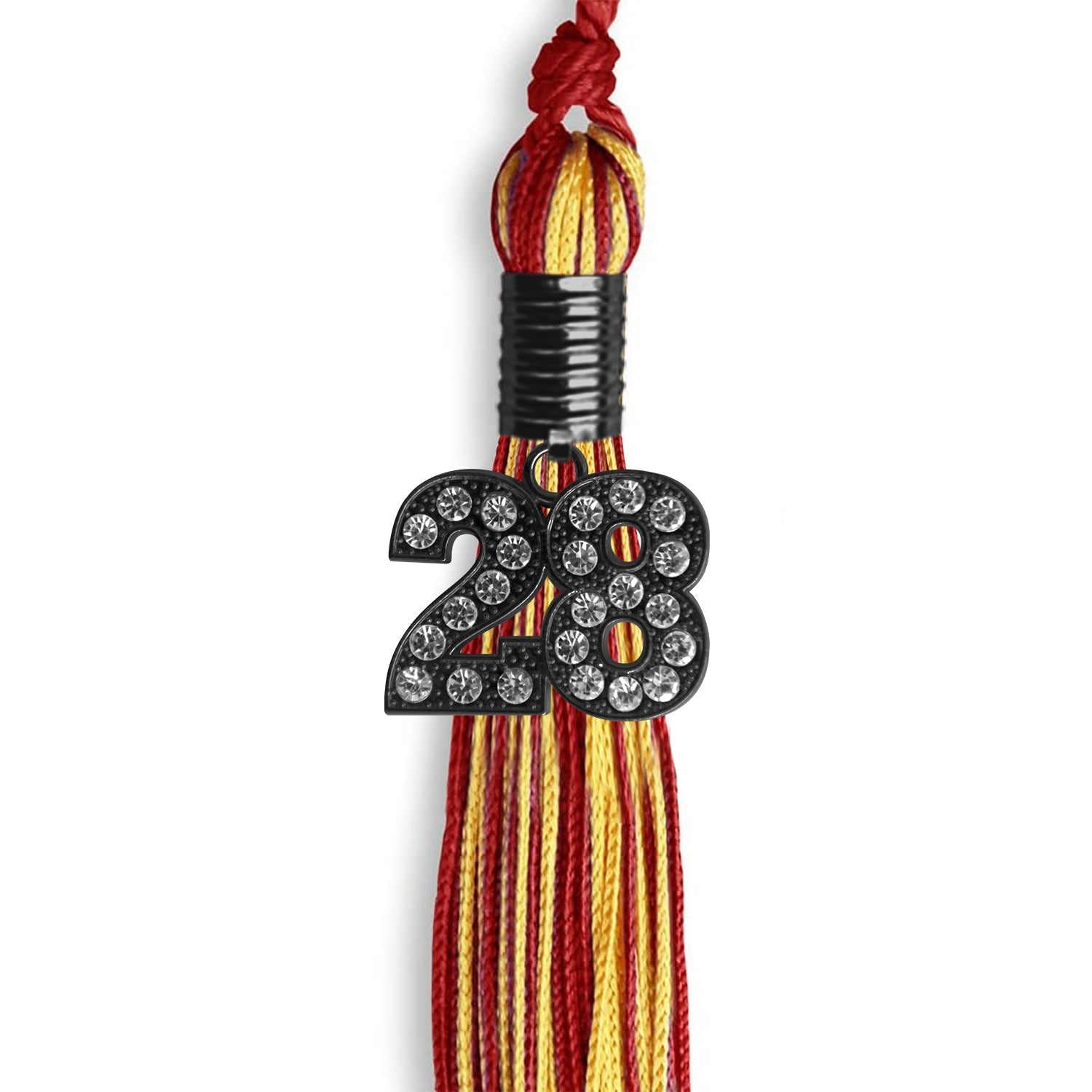Red/Gold Mixed Color Graduation Tassel with Black Date Drop - Endea Graduation