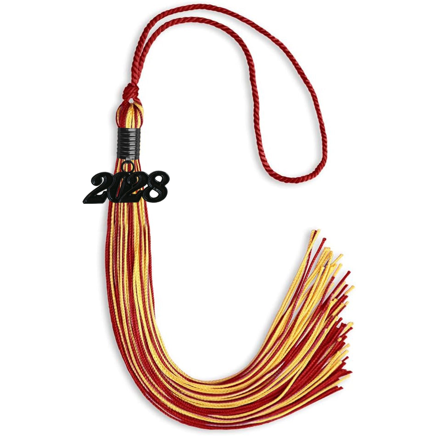 Red/Gold Mixed Color Graduation Tassel with Black Date Drop - Endea Graduation
