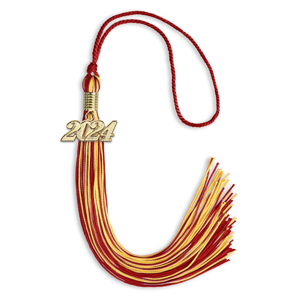 Red/Gold Mixed Color Graduation Tassel with Gold Date Drop - Endea Graduation