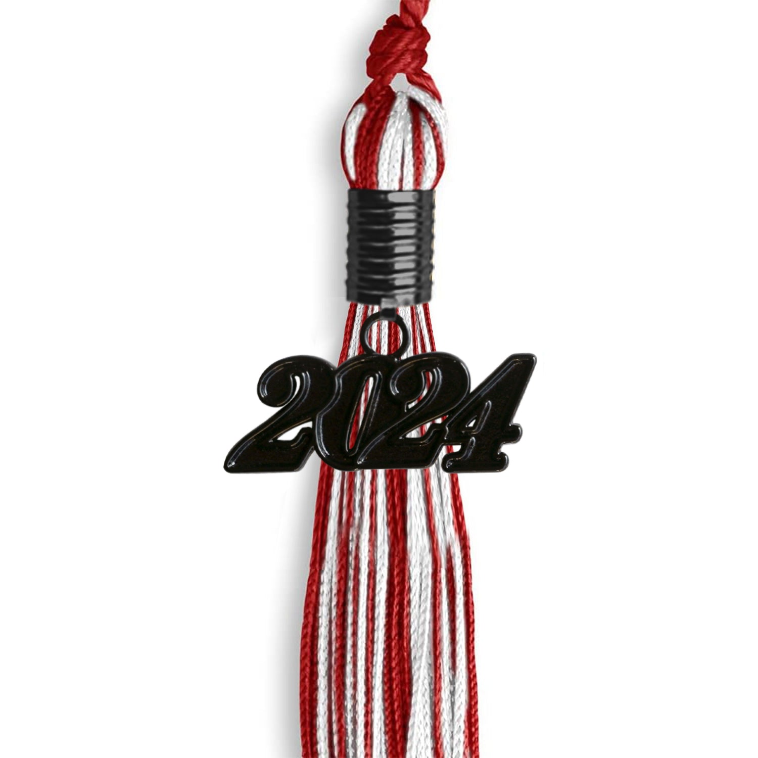 Red/White Mixed Color Graduation Tassel with Black Date Drop - Endea Graduation