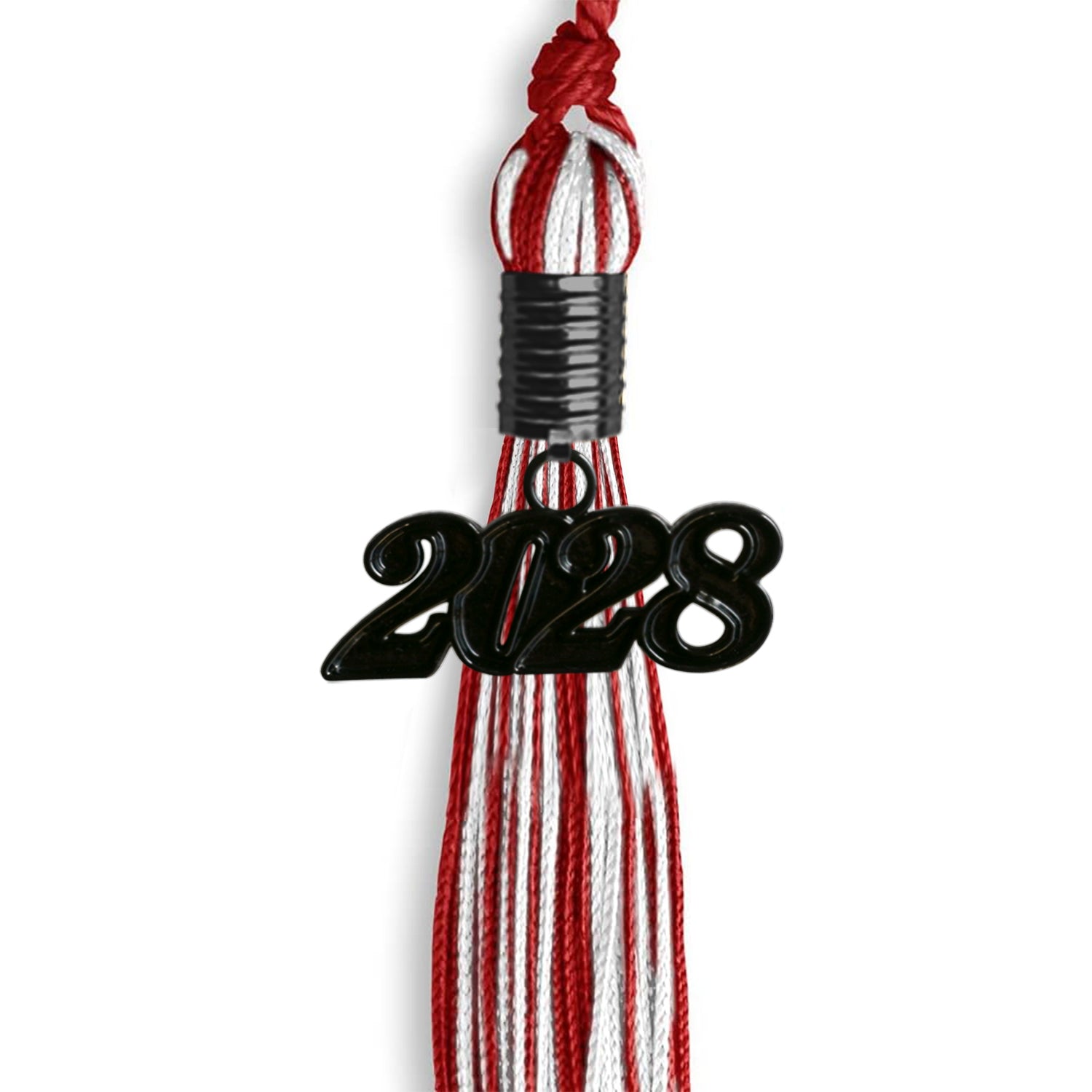 Red/White Mixed Color Graduation Tassel with Black Date Drop - Endea Graduation