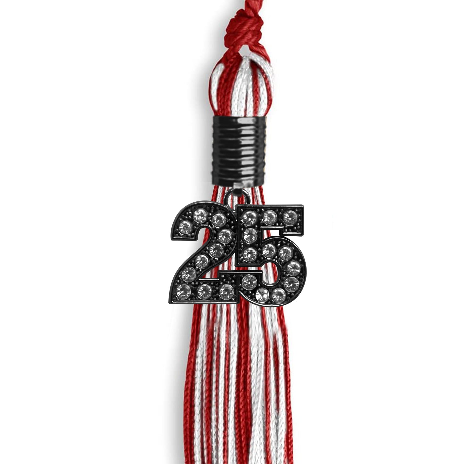 Red/White Mixed Color Graduation Tassel with Black Date Drop - Endea Graduation