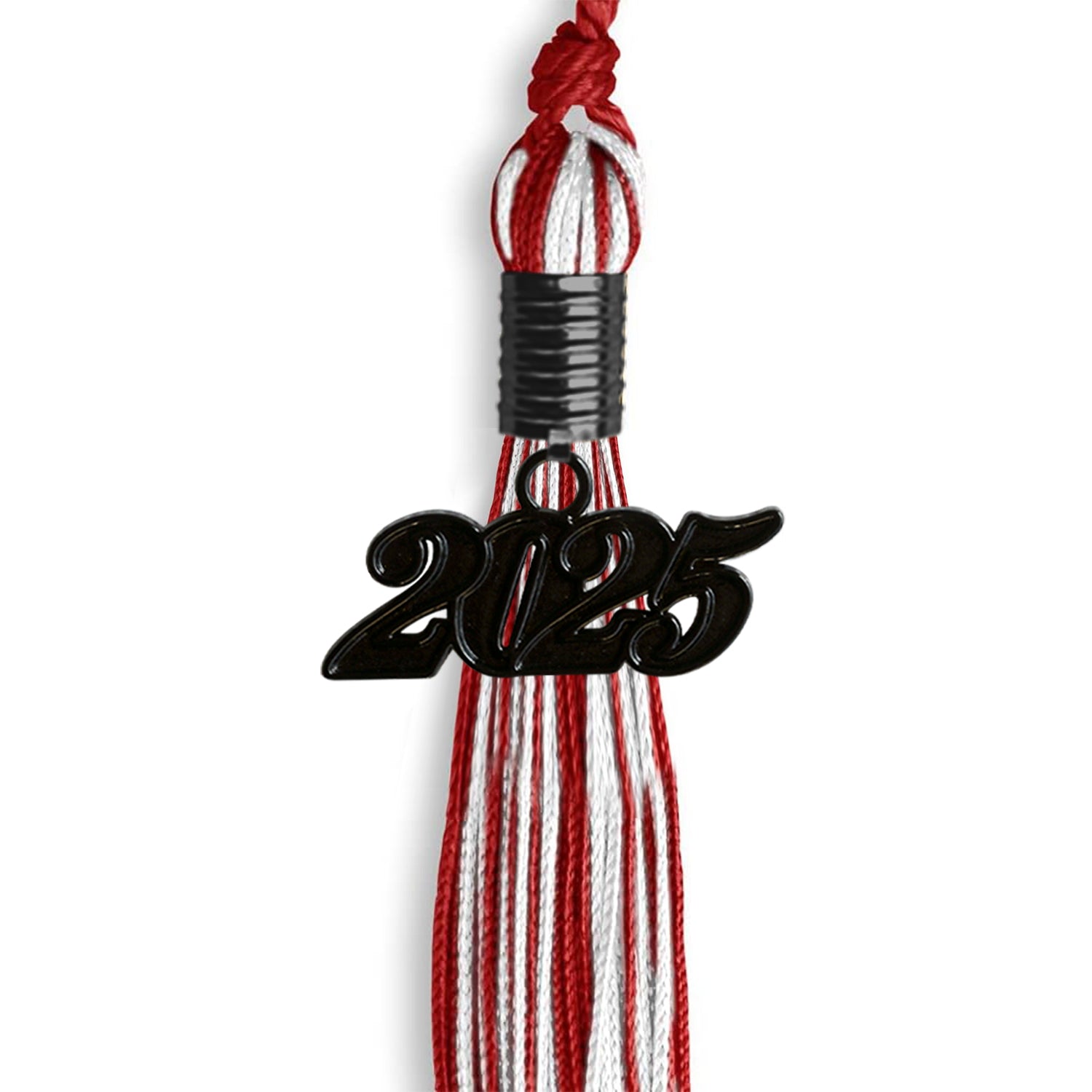 Red/White Mixed Color Graduation Tassel with Black Date Drop - Endea Graduation