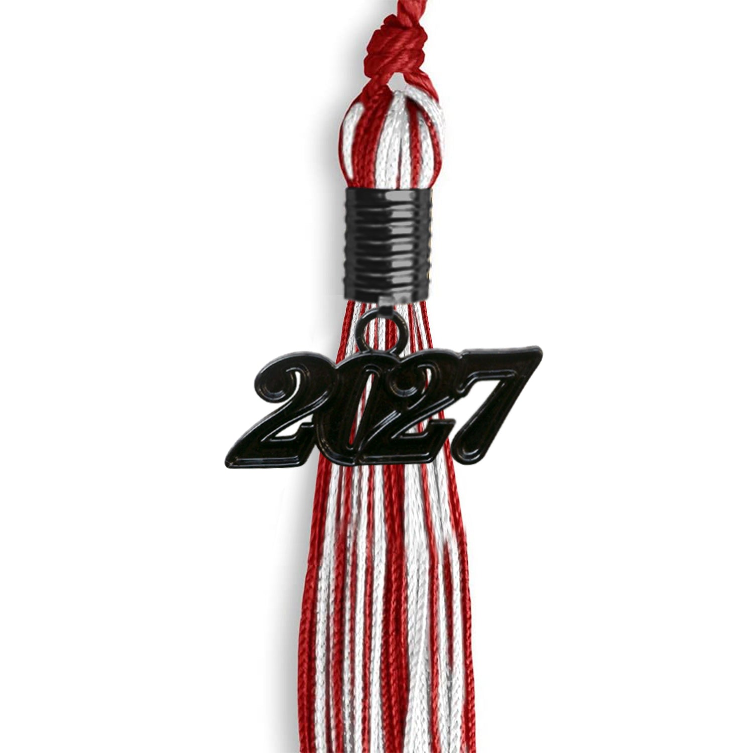 Red/White Mixed Color Graduation Tassel with Black Date Drop - Endea Graduation