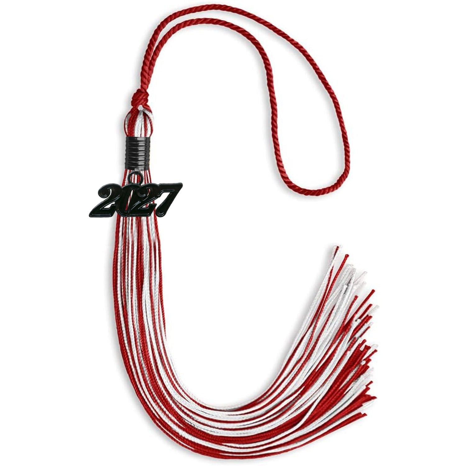 Red/White Mixed Color Graduation Tassel with Black Date Drop - Endea Graduation