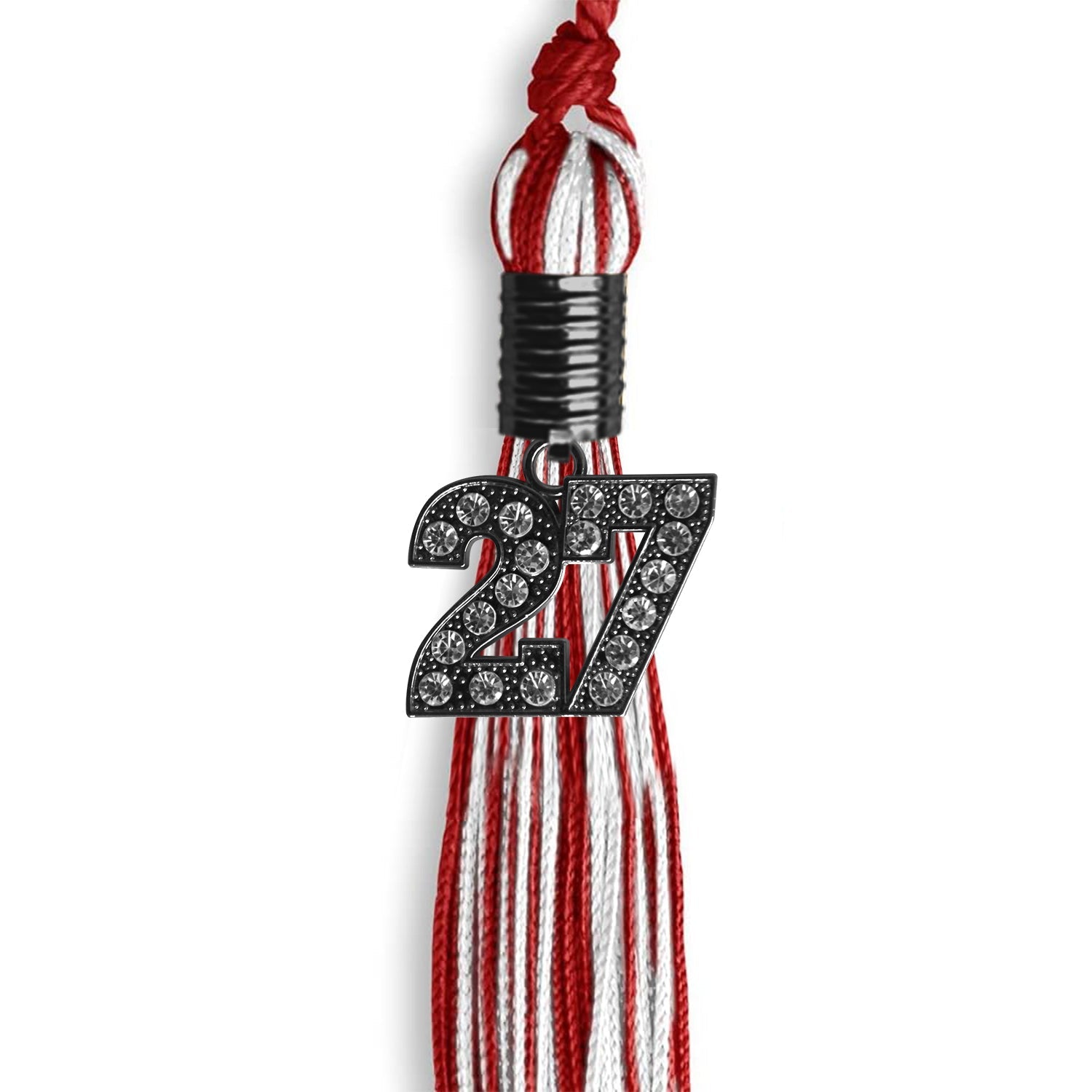 Red/White Mixed Color Graduation Tassel with Black Date Drop - Endea Graduation