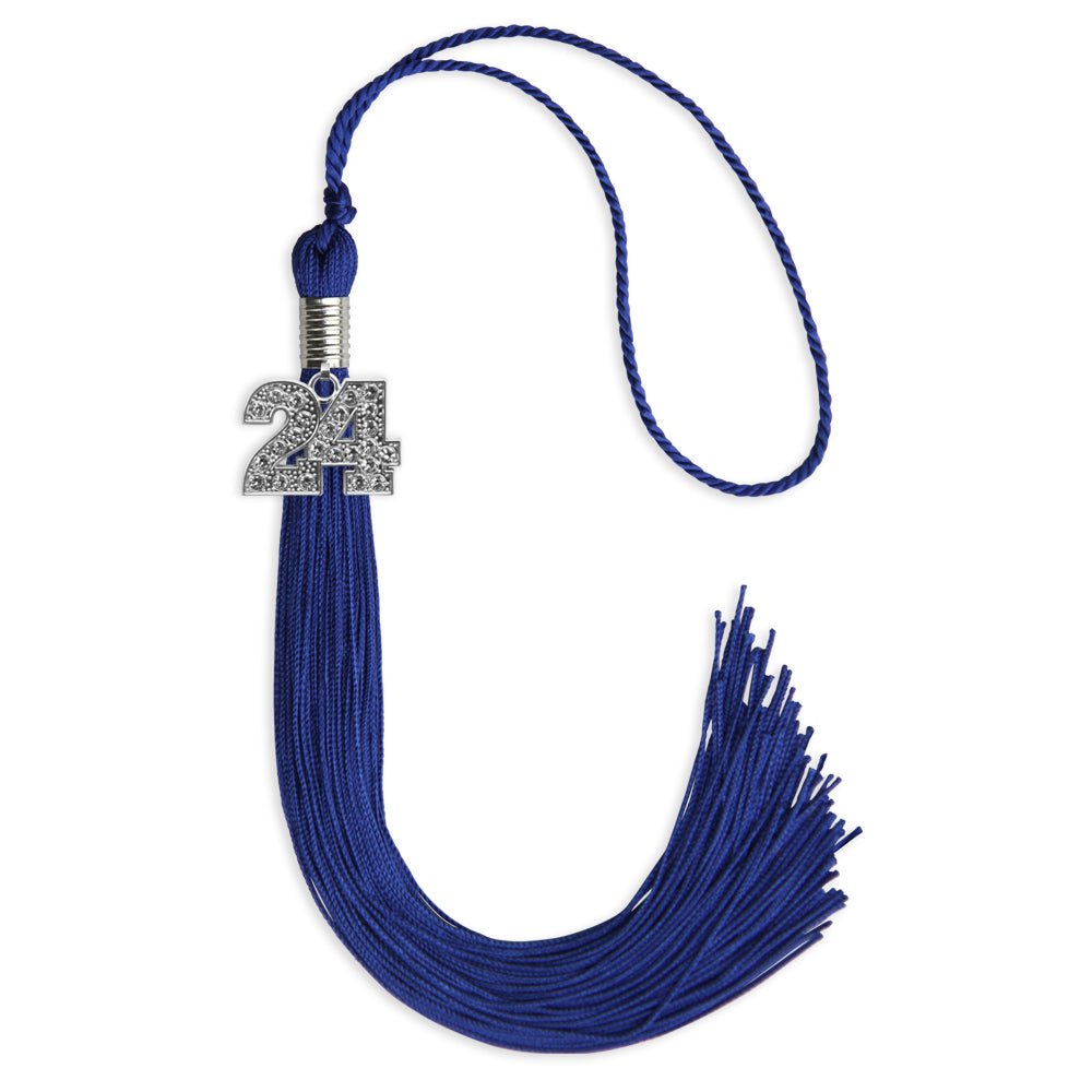 Royal Blue Graduation Tassel with Silver Date Drop - Endea Graduation