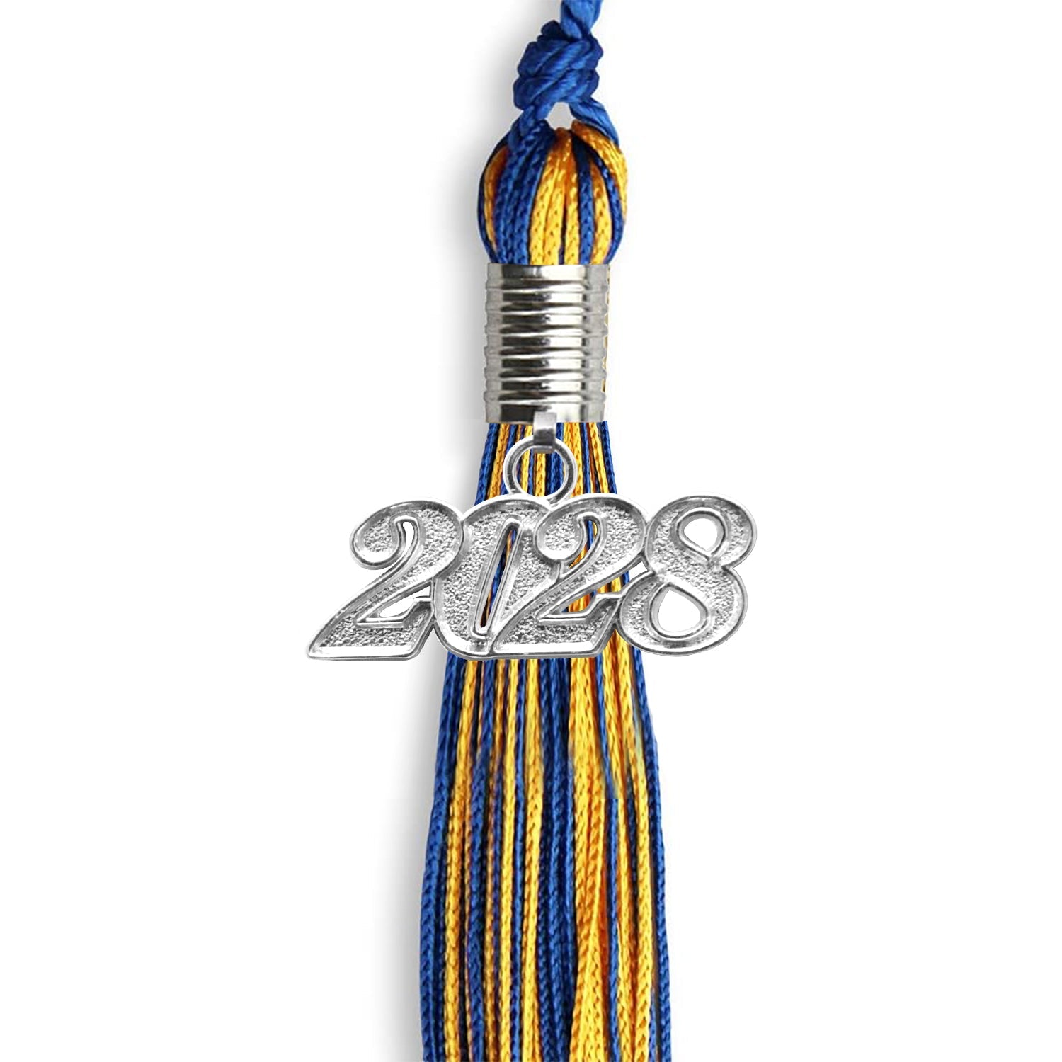 Royal Blue/Gold Mixed Color Graduation Tassel with Silver Date Drop - Endea Graduation