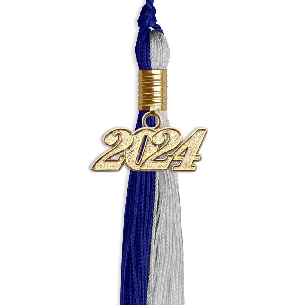 Royal Blue/Grey Graduation Tassel with Gold Date Drop - Endea Graduation