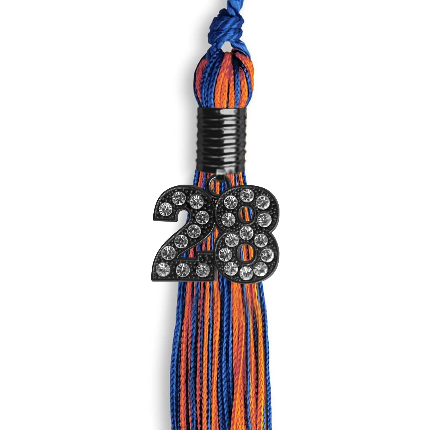Royal Blue/Orange Mixed Color Graduation Tassel with Black Date Drop - Endea Graduation