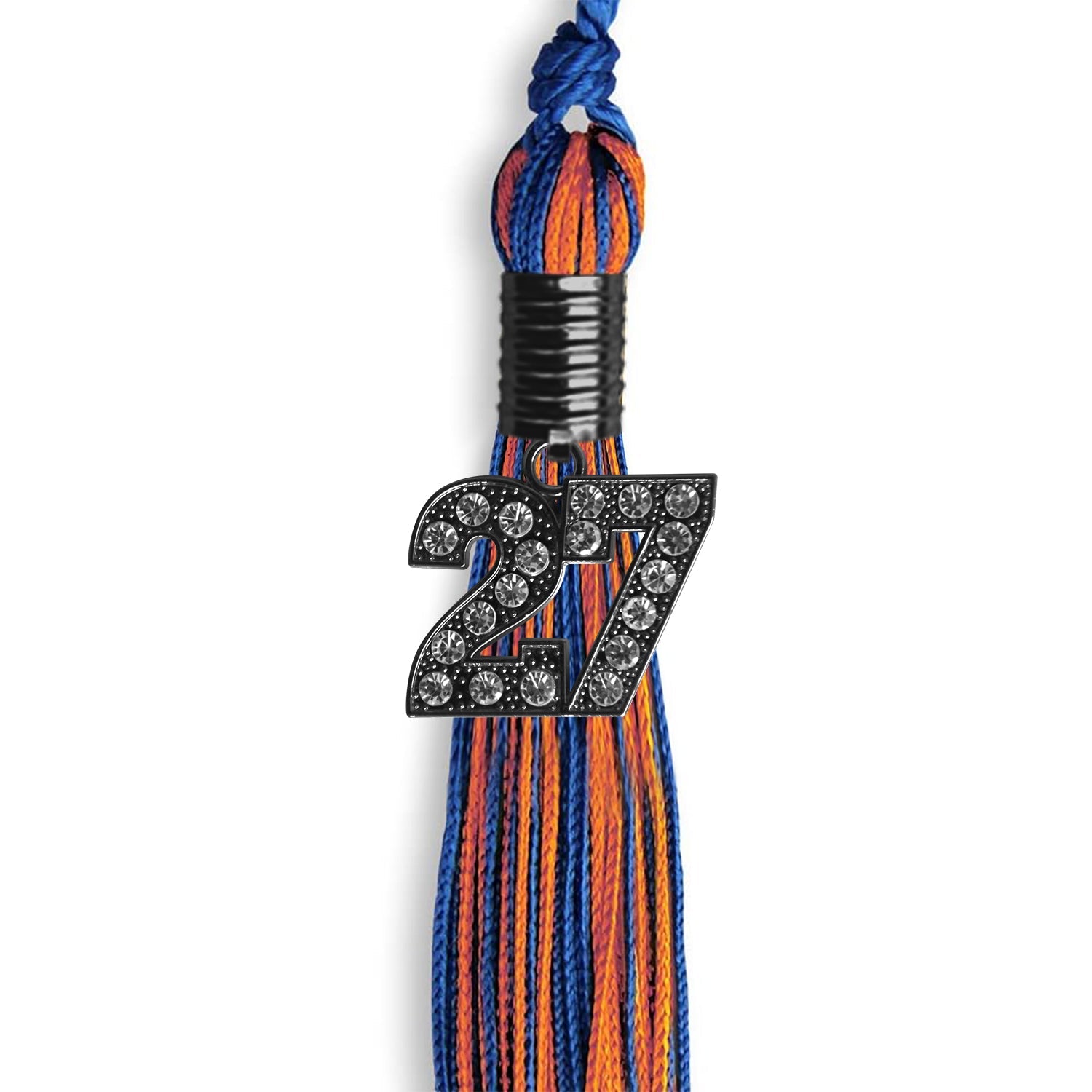 Royal Blue/Orange Mixed Color Graduation Tassel with Black Date Drop - Endea Graduation