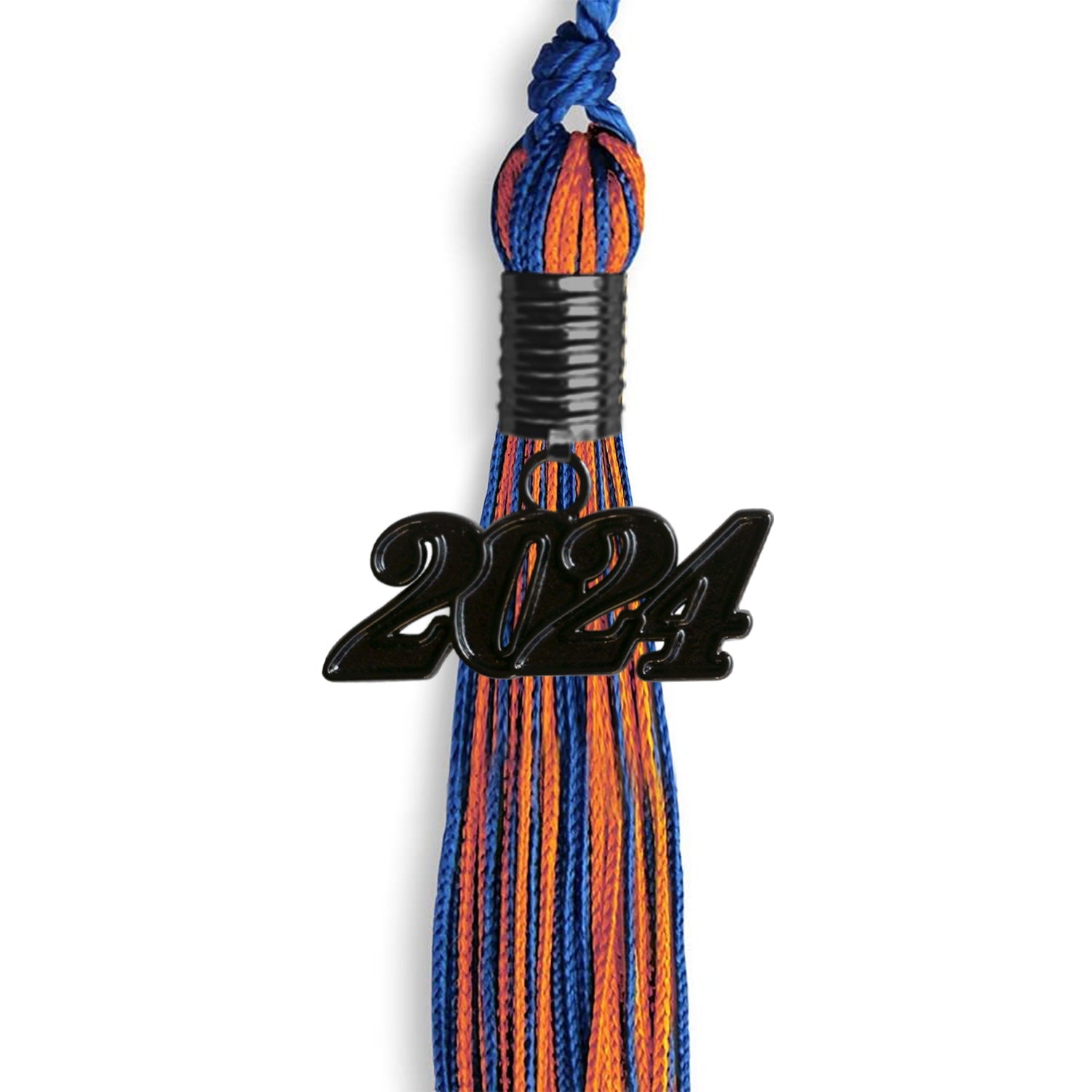 Royal Blue/Orange Mixed Color Graduation Tassel with Black Date Drop - Endea Graduation