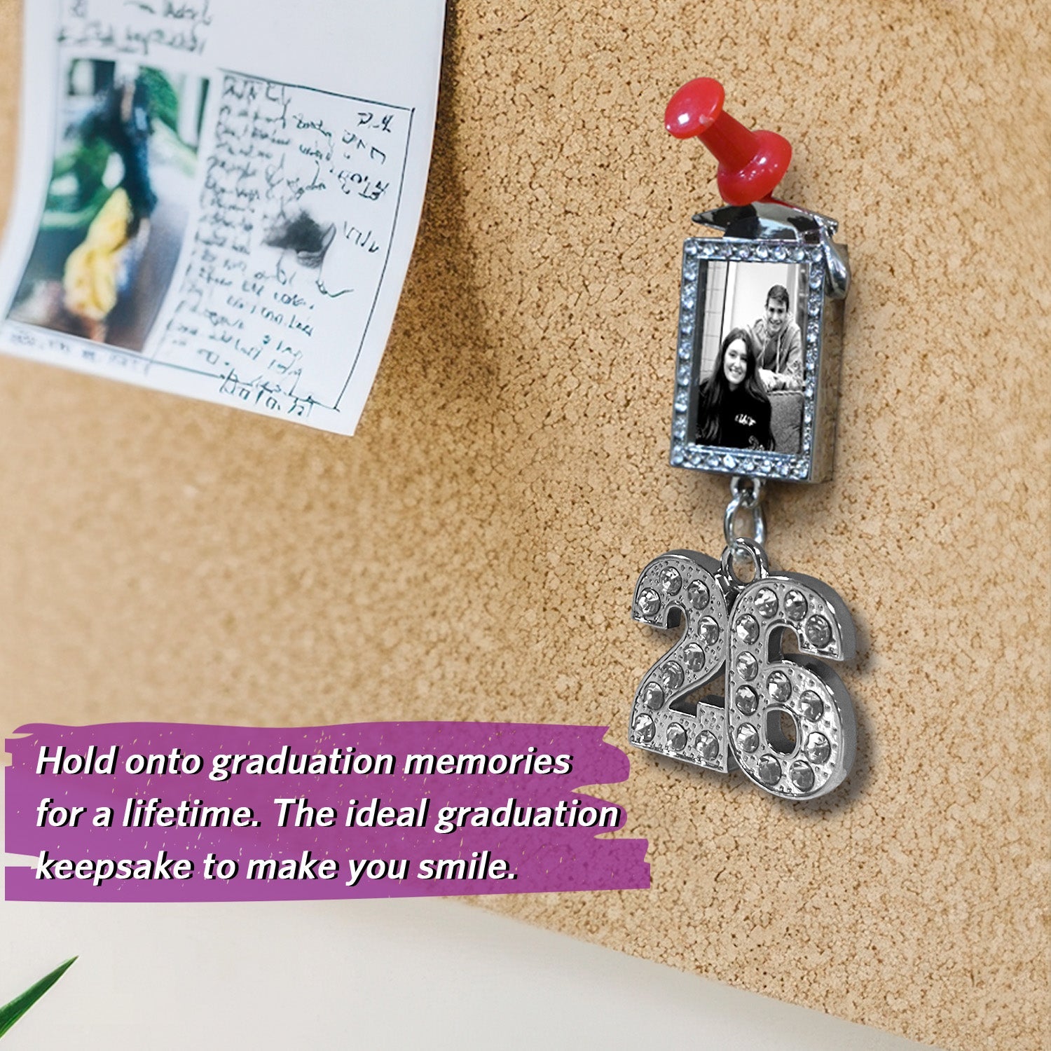 Royal Blue/Red Tassel with Photo Frame Charm and Bling Charm - Endea Graduation