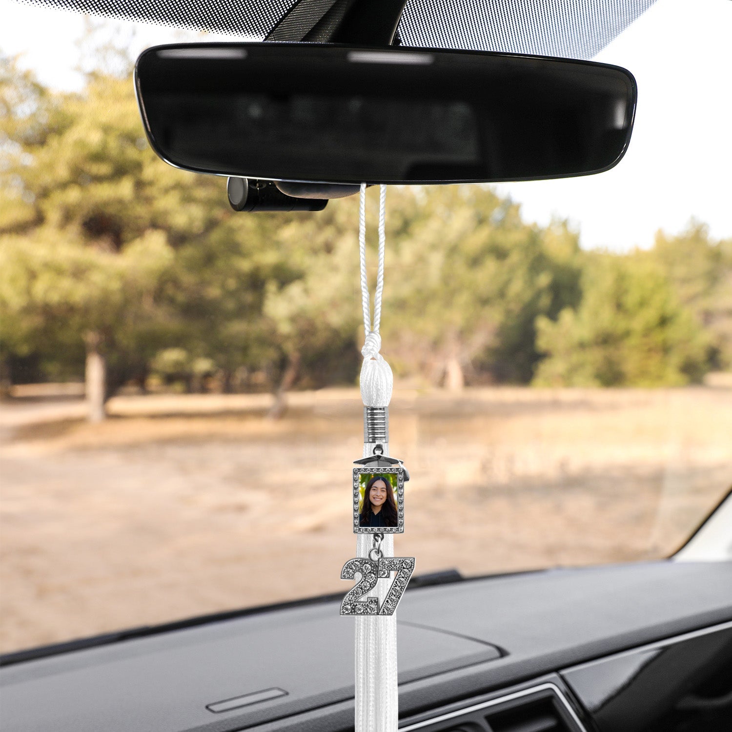 White Tassel with Photo Frame Charm and Bling Charm - Endea Graduation
