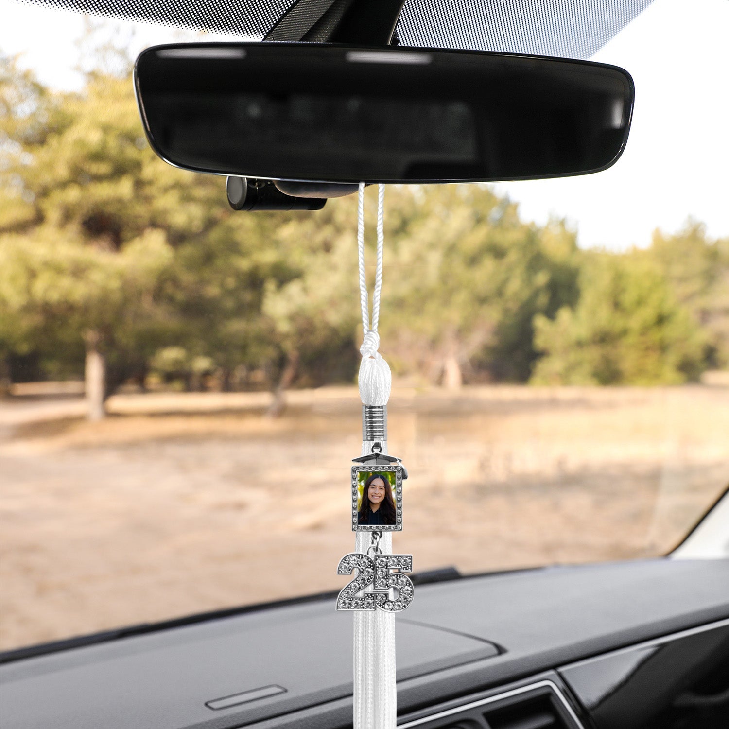 White Tassel with Photo Frame Charm and Bling Charm - Endea Graduation