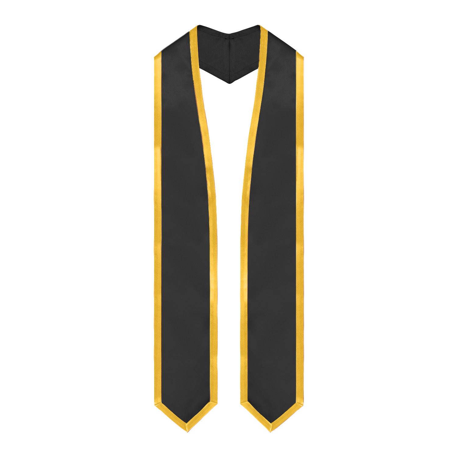 Black/Gold Plain Graduation Stole With Trim Color & Classic End - Endea Graduation