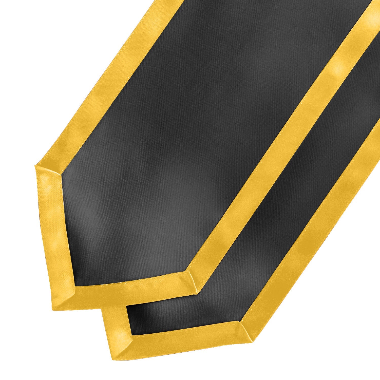 Black/Gold Plain Graduation Stole With Trim Color & Classic End - Endea Graduation
