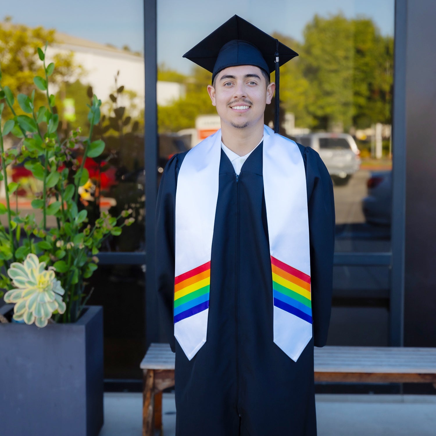 Endea Graduation Rainbow LGBTQ+ Gay Pride Stole White - Endea Graduation