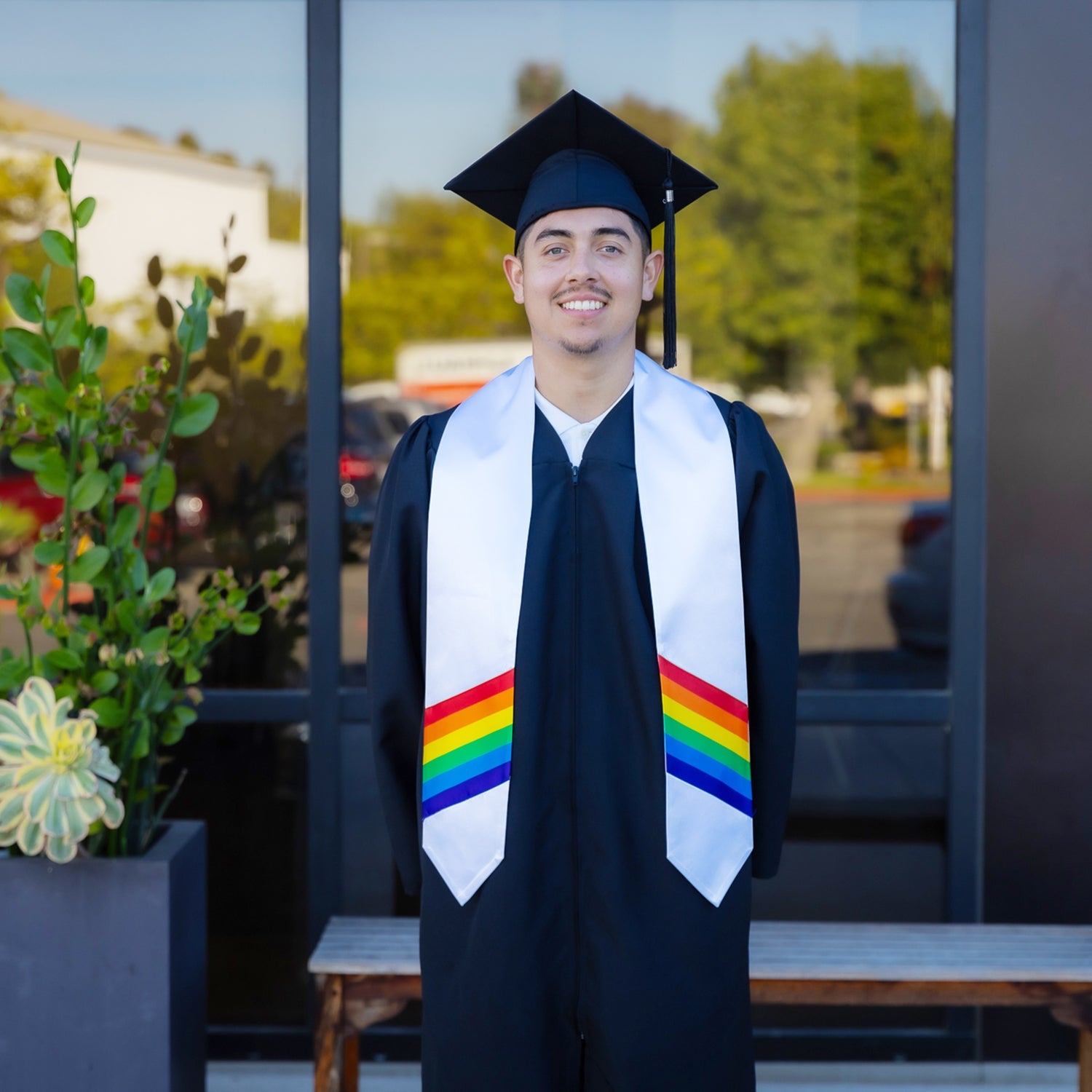 Endea Graduation Rainbow LGBTQ+ Gay Pride Stole White - Endea Graduation