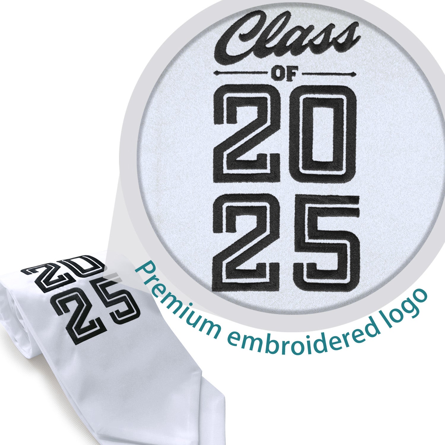 Endea Graduation Stole Class of 2025 With Classic Tips - Unisex Adult - 62" Long - Graduation Sash White - Endea Graduation