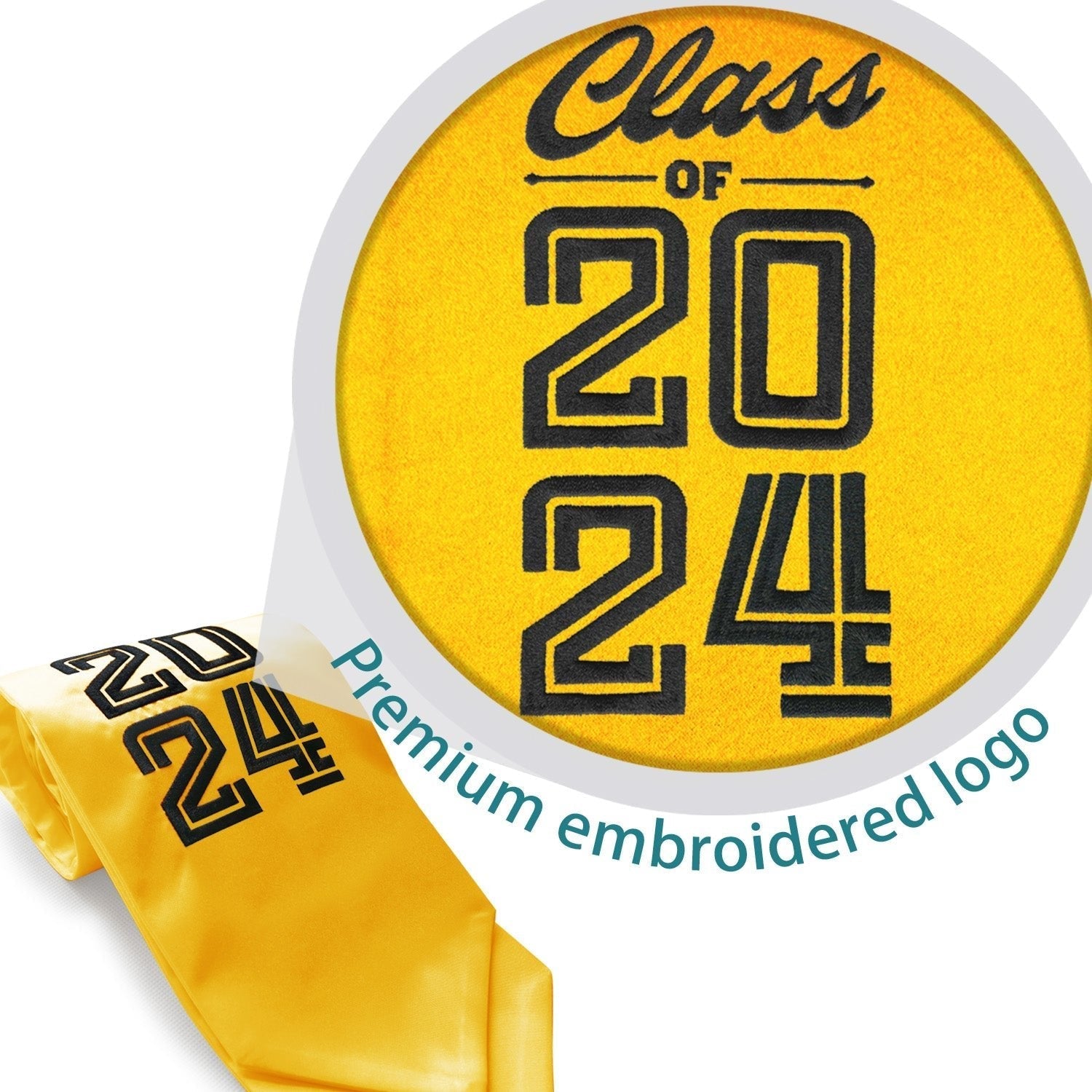 Gold Class of 2024 Graduation Stole/Sash With Classic Tips - Endea Graduation