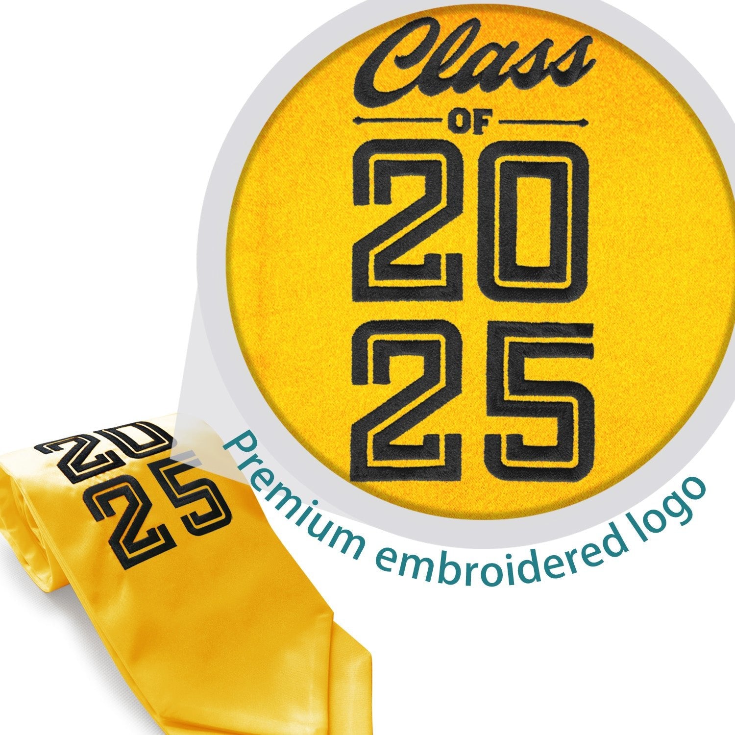 Gold Class of 2025 Graduation Stole/Sash With Classic Tips - Endea Graduation