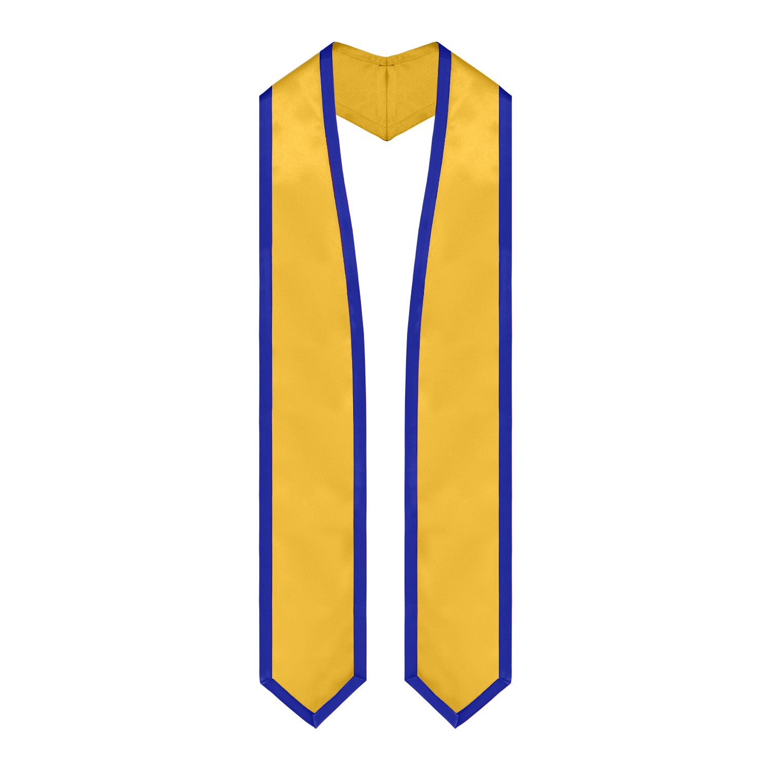 Gold/Royal Blue Plain Graduation Stole With Trim Color & Classic End - Endea Graduation