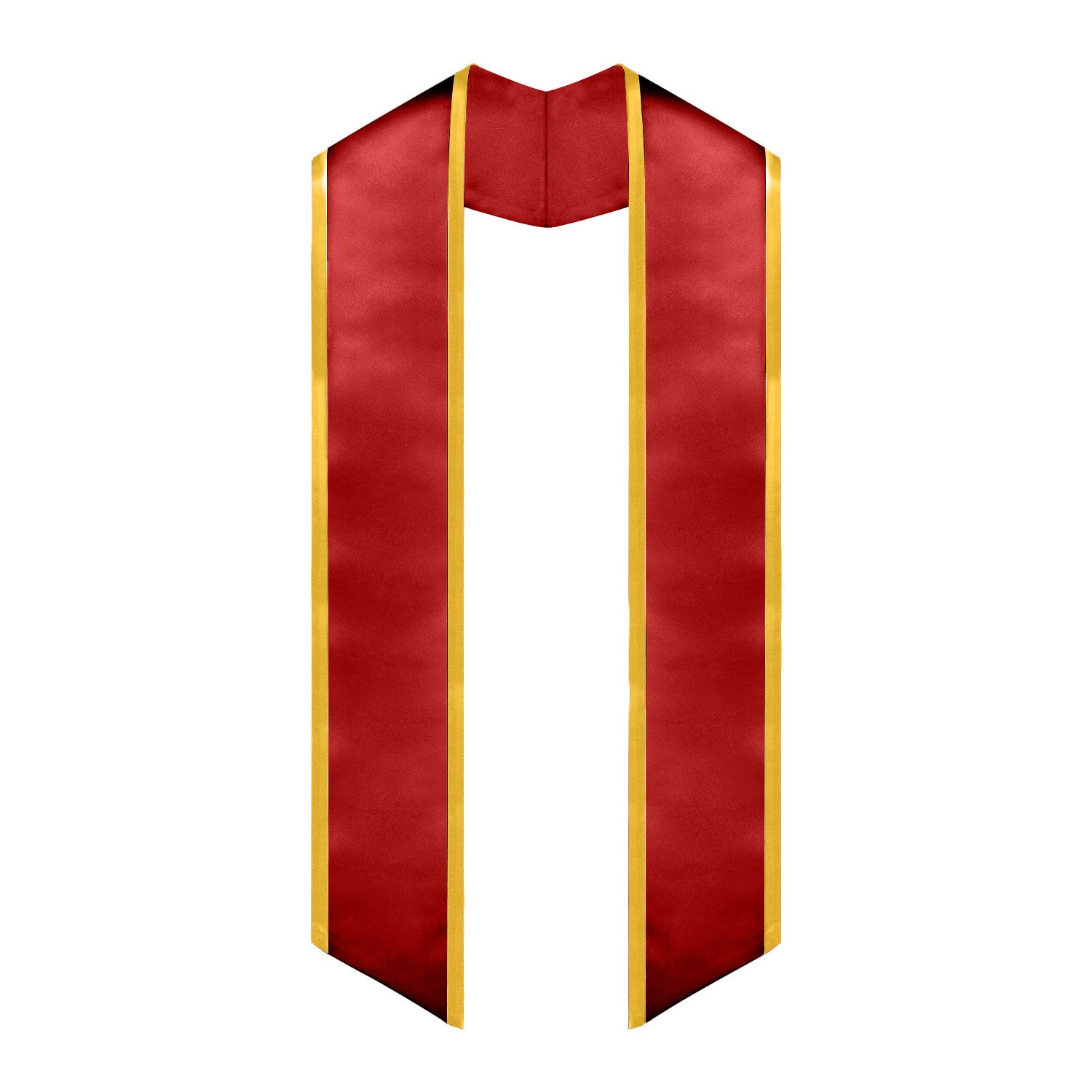 Red/Gold Plain Graduation Stole With Trim Color & Angled End - Endea Graduation