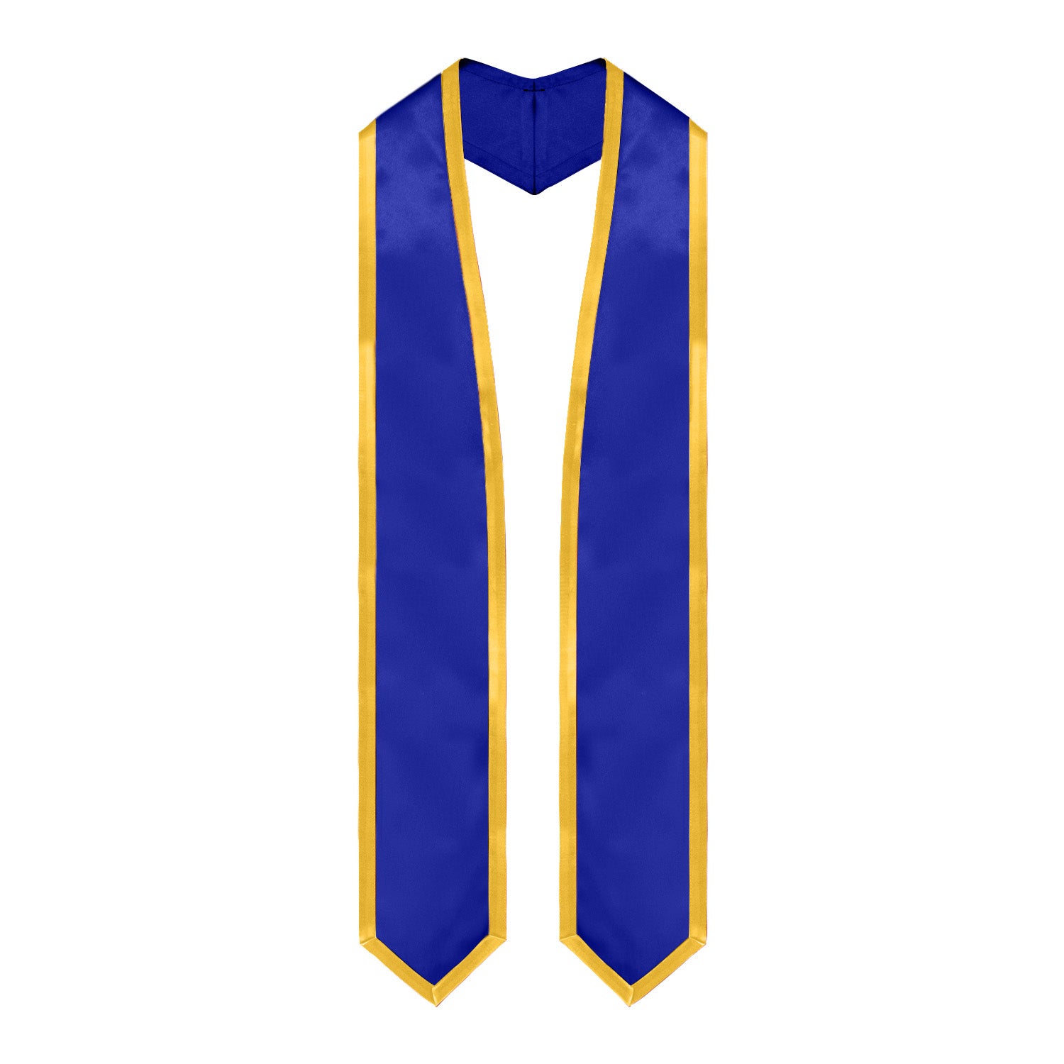 Royal Blue/Gold Plain Graduation Stole With Trim Color & Classic End - Endea Graduation