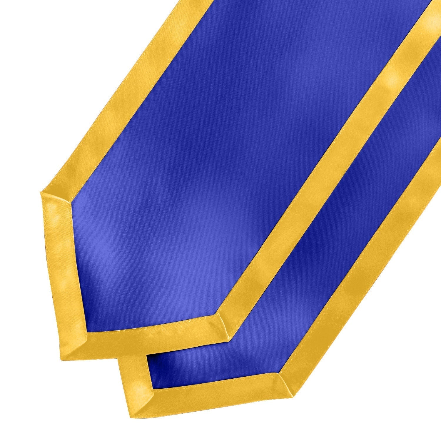 Royal Blue/Gold Plain Graduation Stole With Trim Color & Classic End - Endea Graduation