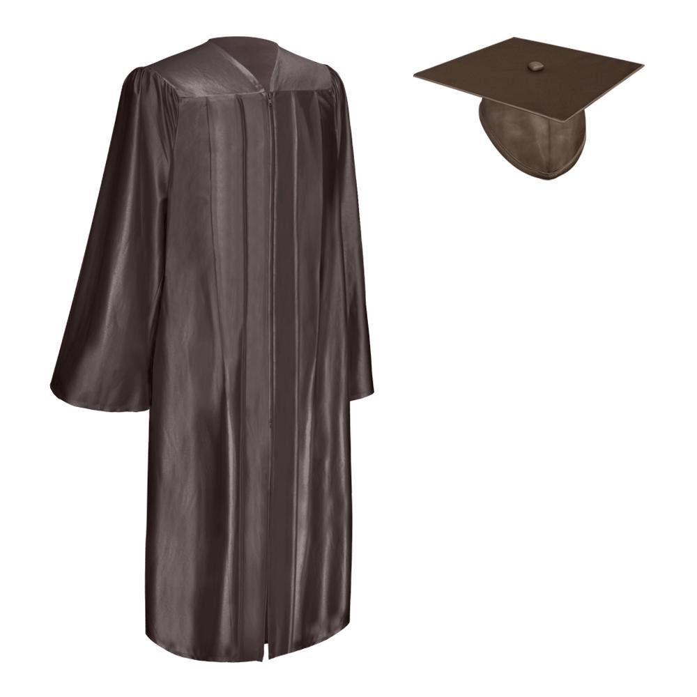 Shiny Brown Graduation Gown & Cap