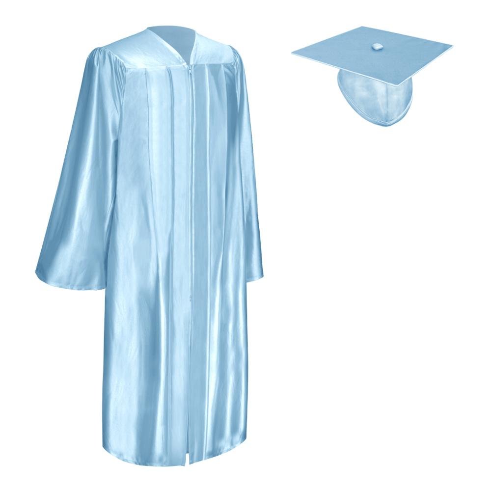 Endea Graduation Shiny Light Blue Graduation Gown Cap Endea Graduation Shiny Light Blue Graduation Gown Cap