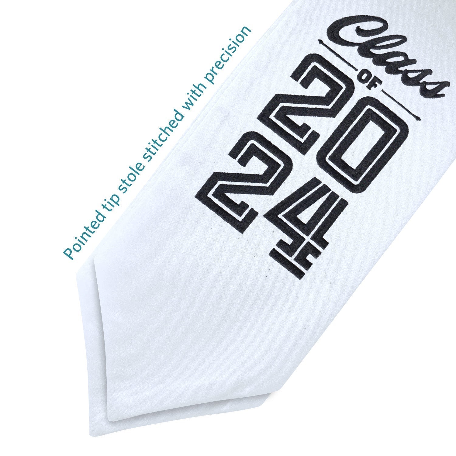 White Class of 2024 Graduation Stole/Sash With Classic Tips - Endea Graduation