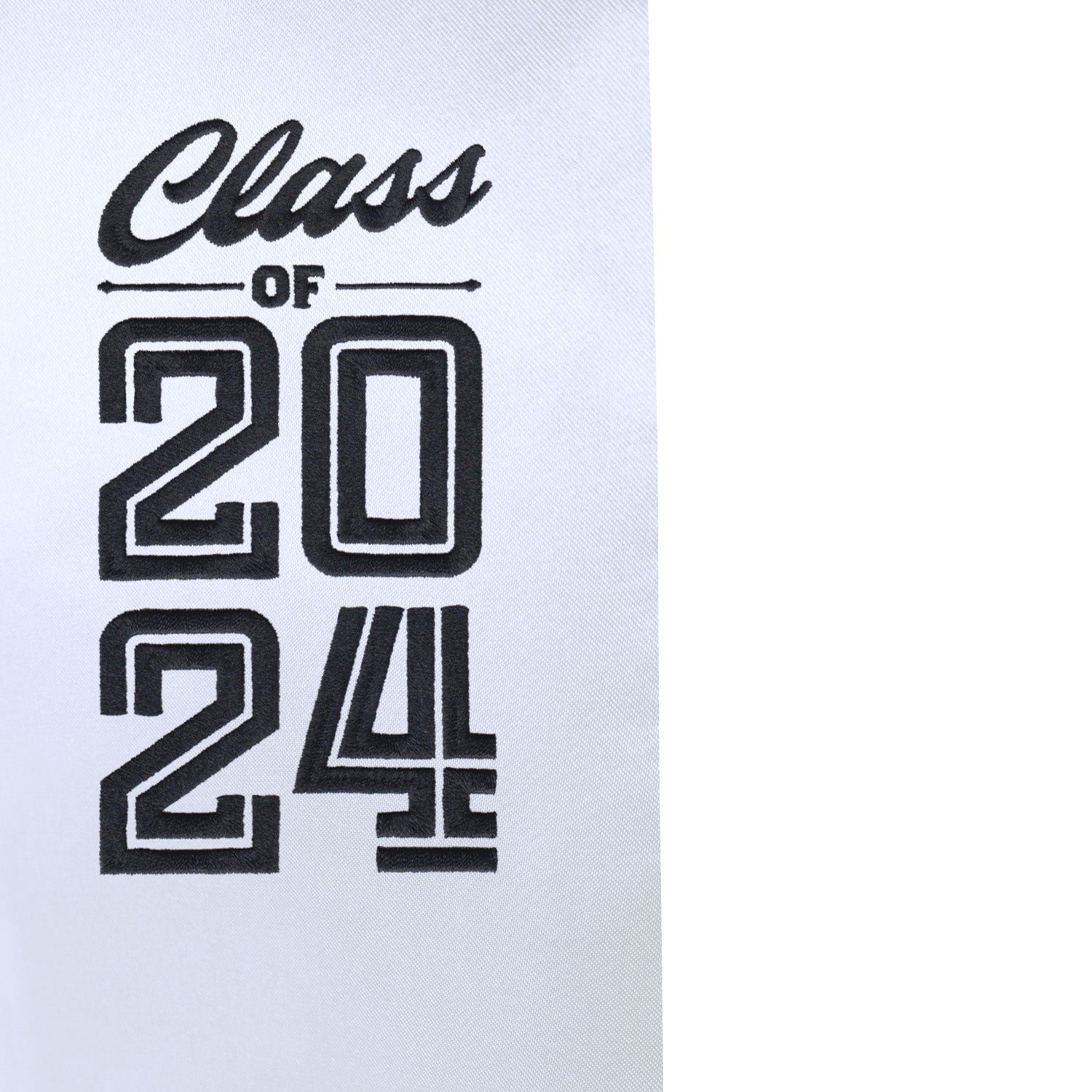 White Class of 2024 Graduation Stole/Sash With Classic Tips - Endea Graduation