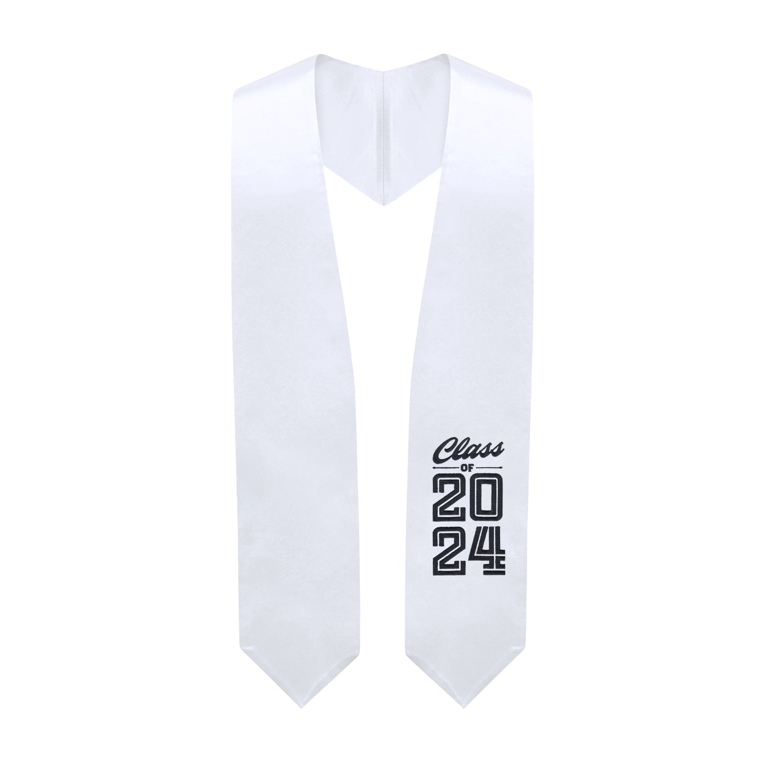 White Class of 2024 Graduation Stole/Sash With Classic Tips - Endea Graduation