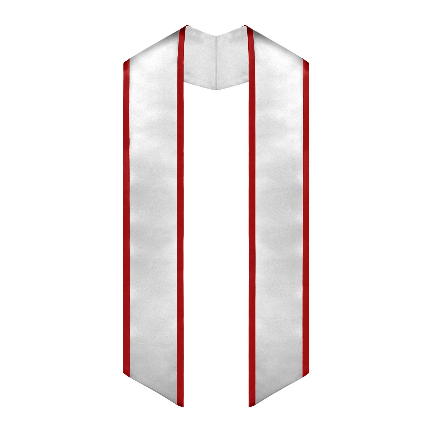 White/Red Plain Graduation Stole With Trim Color & Angled End - Endea Graduation